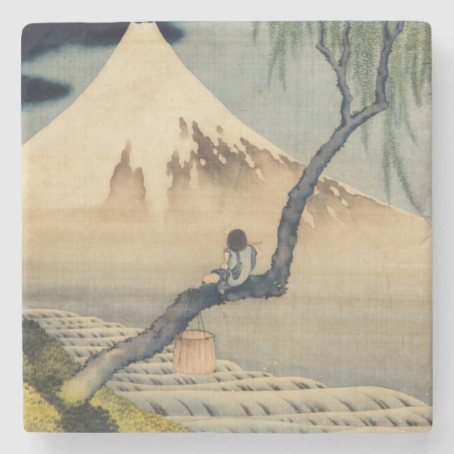 Katsushika Hokusai - Boy Viewing Mount Fuji Steinuntersetzer (Vorderseite)