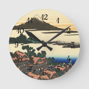 Katsushika Hokusai Dawn in der Provinz Kai Runde Wanduhr