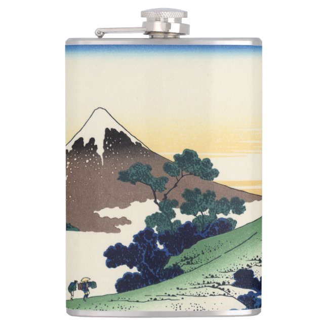 Katsushika Hokusai. Der Eindringpass in der Provin Flachmann (Vorderseite)