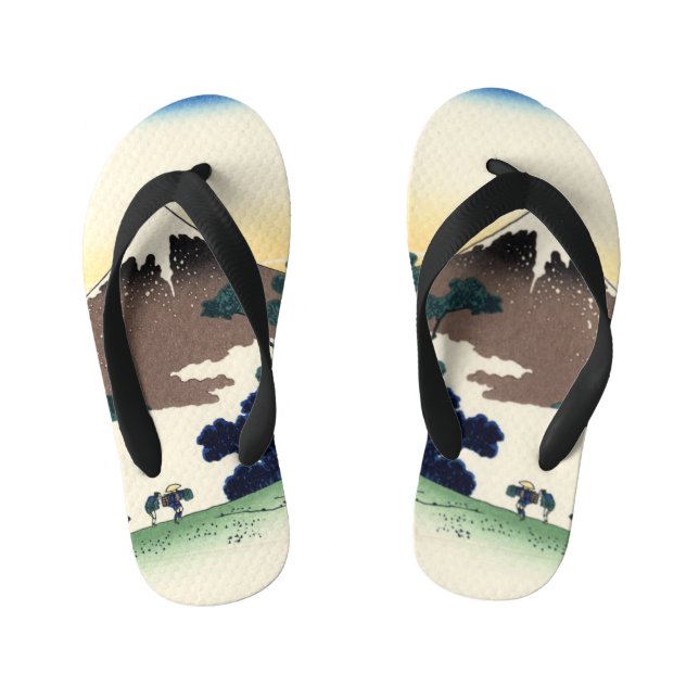 Katsushika Hokusai. Der Eindringpass in der Provin Kinderbadesandalen (Fußbett)