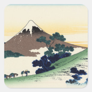 Katsushika Hokusai. Der Eindringpass in der Provin Quadratischer Aufkleber