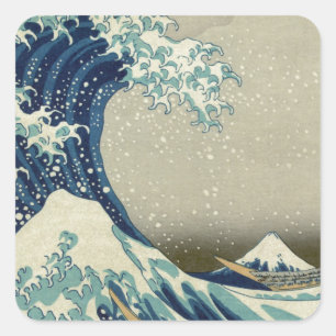 Katsushika Hokusai: Die große Welle in Kanagawa Quadratischer Aufkleber