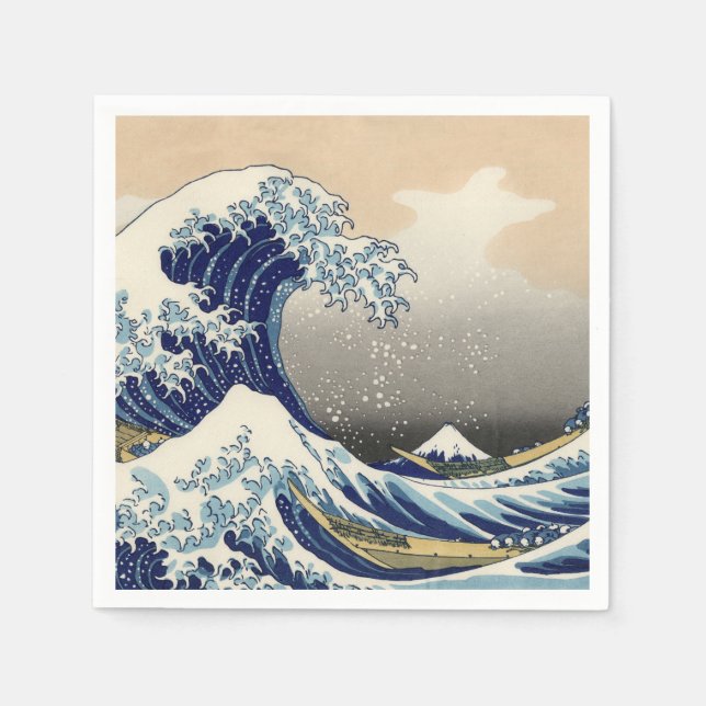 KATSUSHIKA HOKUSAI - Die große Welle von Kanagawa Serviette (Vorderseite)