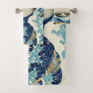 Katsushika Hokusai - Die große Welle vor Kanagawa Badhandtuch Set