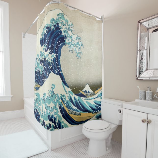 Katsushika Hokusai - Die große Welle vor Kanagawa Duschvorhang (Beispiel)