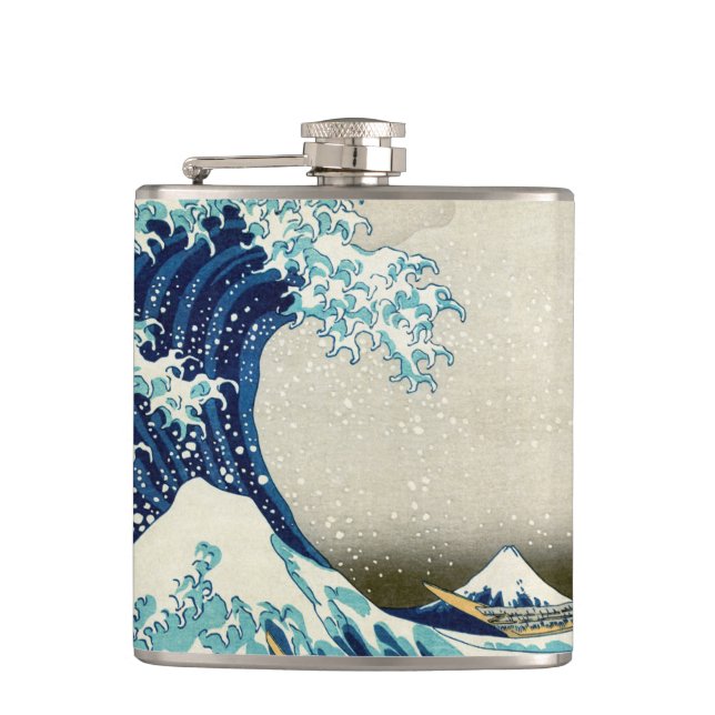 Katsushika Hokusai - Die große Welle vor Kanagawa Flachmann (Vorderseite)