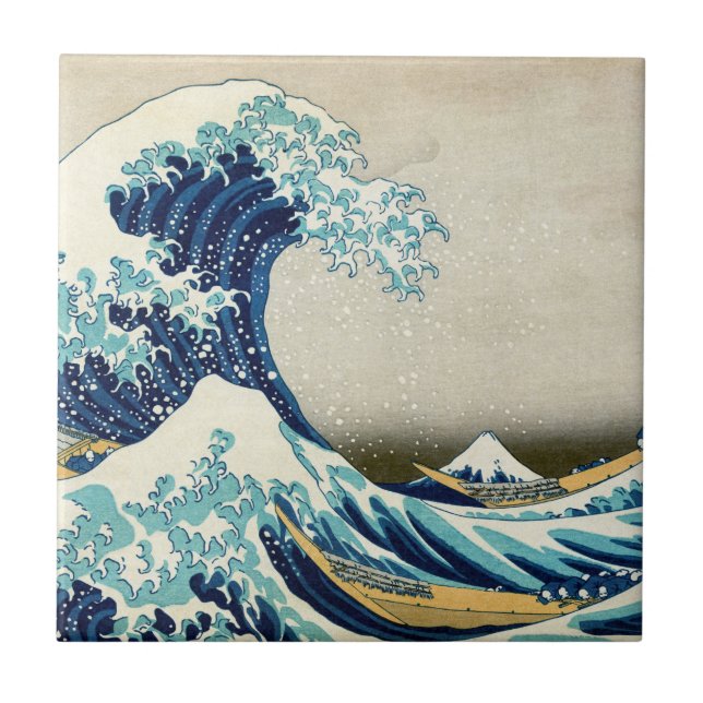 Katsushika Hokusai - Die große Welle vor Kanagawa Fliese (Vorderseite)