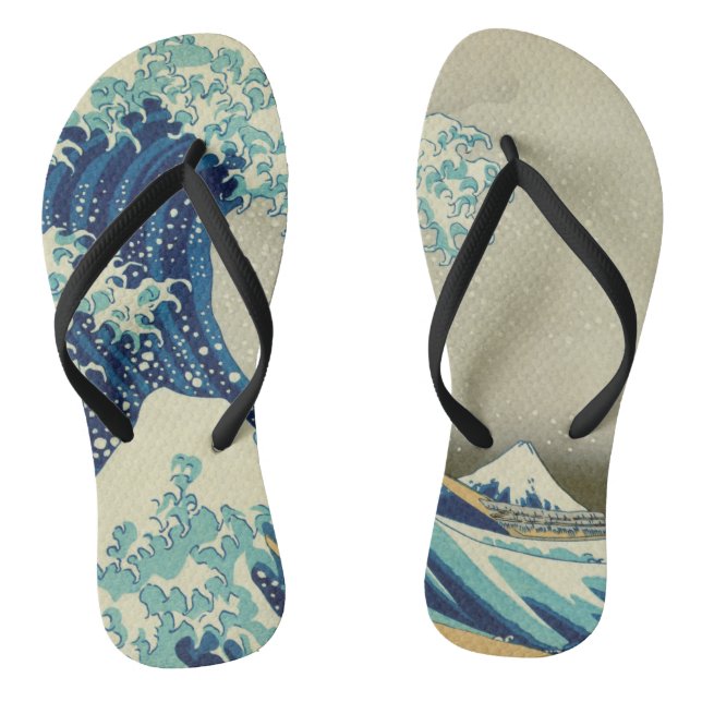 Katsushika Hokusai - Die große Welle vor Kanagawa Flip Flops (Fußbett)