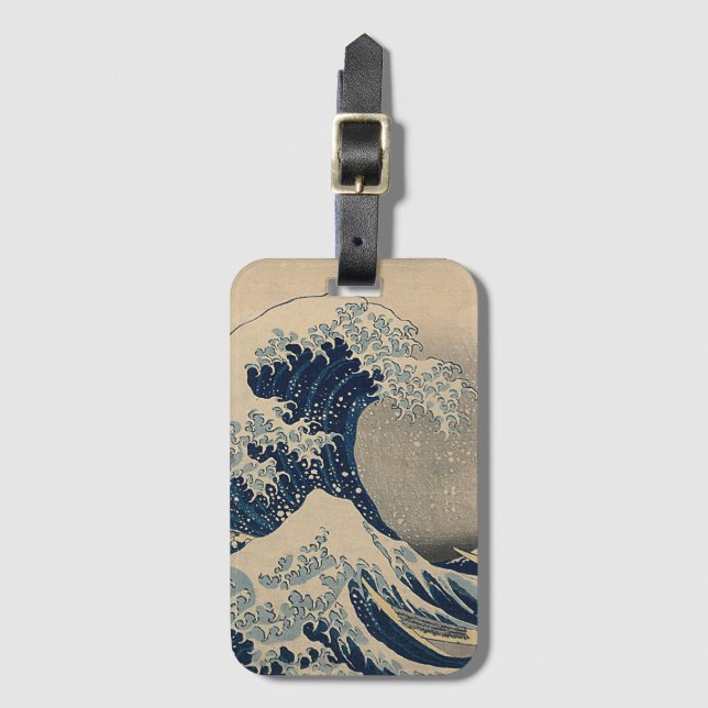 Katsushika Hokusai. Die große Welle vor Kanagawa Gepäckanhänger (Vorderseite Vertikal)
