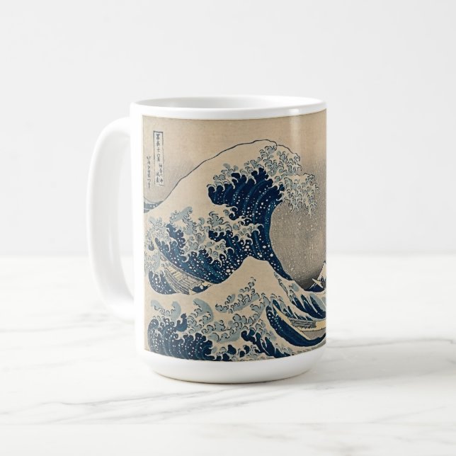 Katsushika Hokusai. Die große Welle vor Kanagawa Kaffeetasse (Vorderseite Links)