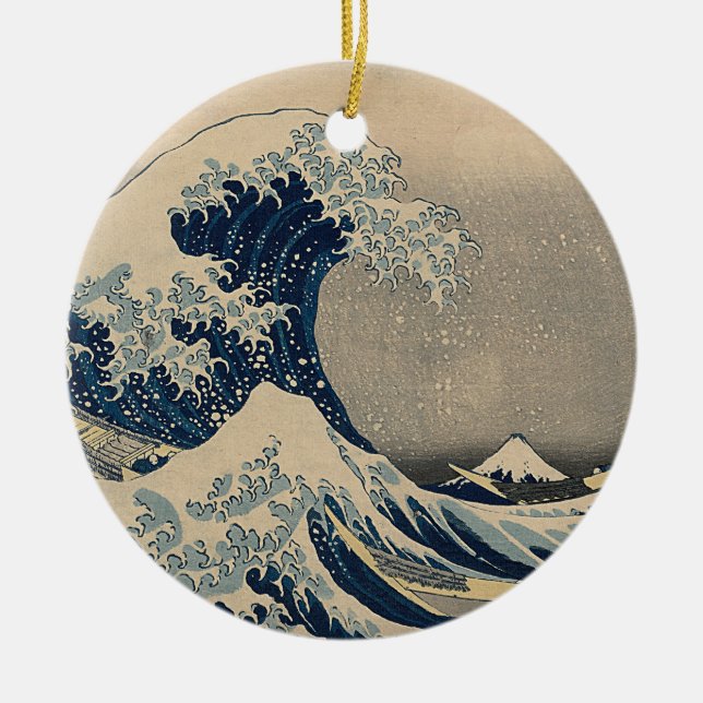 Katsushika Hokusai. Die große Welle vor Kanagawa Keramik Ornament (Vorne)