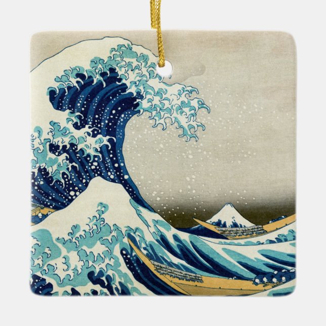 Katsushika Hokusai - Die große Welle vor Kanagawa Keramikornament (Vorderseite)
