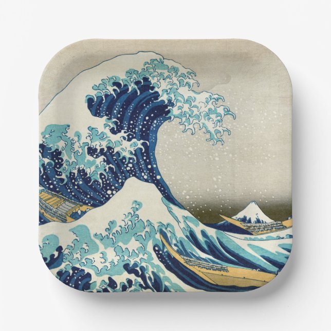 Katsushika Hokusai - Die große Welle vor Kanagawa Pappteller (Vorderseite)