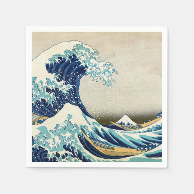 Katsushika Hokusai - Die große Welle vor Kanagawa Serviette (Vorderseite)
