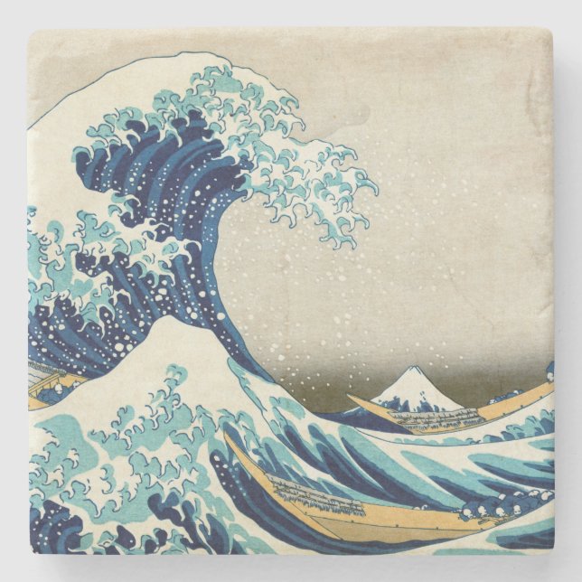 Katsushika Hokusai - Die große Welle vor Kanagawa Steinuntersetzer (Vorderseite)
