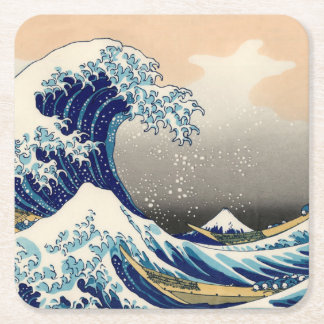 KATSUSHIKA HOKUSAI - Die große Welle weg von Rechteckiger Pappuntersetzer