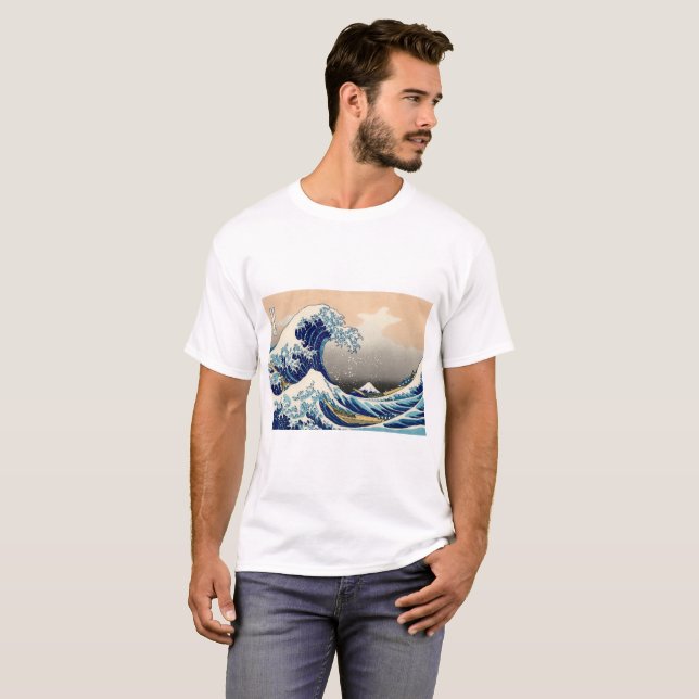 KATSUSHIKA HOKUSAI - Die große Welle weg von T-Shirt (Vorne ganz)