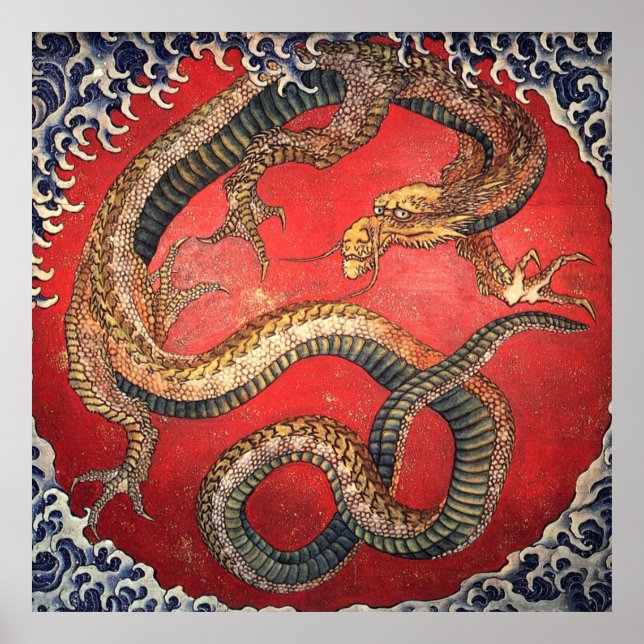 Katsushika hokusai Drache Poster (Vorne)
