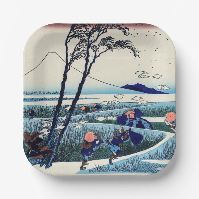 Katsushika Hokusai - Ejiri in der Provinz Suruga Pappteller (Vorderseite)