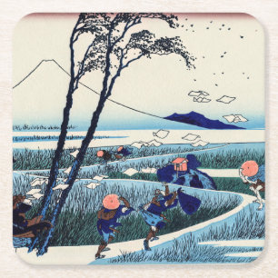 Katsushika Hokusai - Ejiri in der Provinz Suruga Rechteckiger Pappuntersetzer