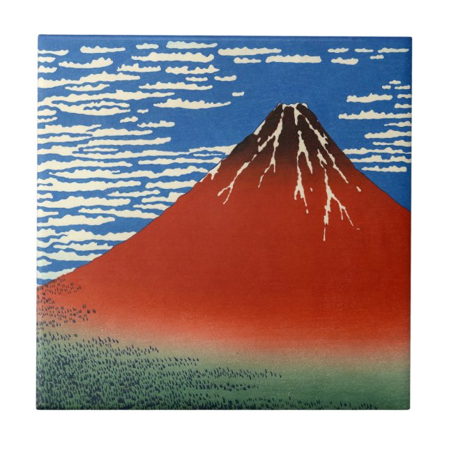 Katsushika Hokusai - feiner Wind, klarer Morgen Fliese (Vorderseite)
