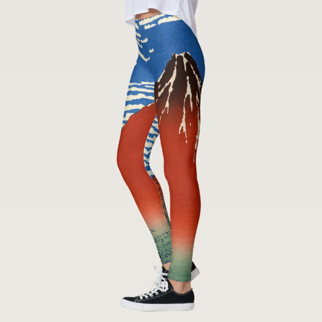 Katsushika Hokusai - feiner Wind, klarer Morgen Leggings (Links)