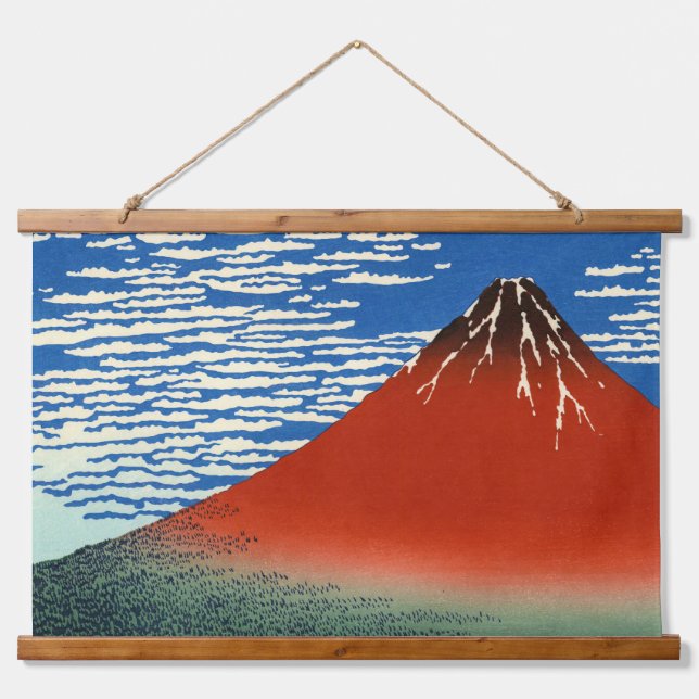 Katsushika Hokusai - feiner Wind, klarer Morgen Wandteppich Mit Holzrahmen (Vorne)