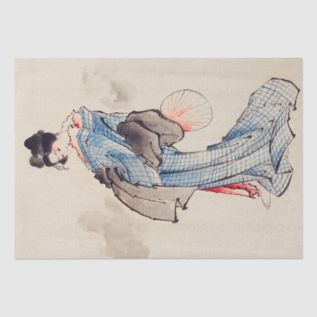 Katsushika Hokusai | Frau, Volllanges Portrait Seidenpapier (Vorderseite)