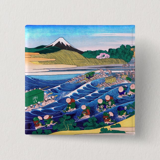 Katsushika Hokusai - Fuji aus Kanaya auf Tokaido Button (Vorderseite)