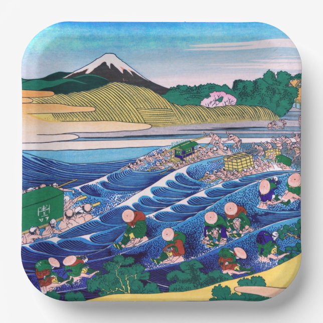 Katsushika Hokusai - Fuji aus Kanaya auf Tokaido Pappteller (Vorderseite)