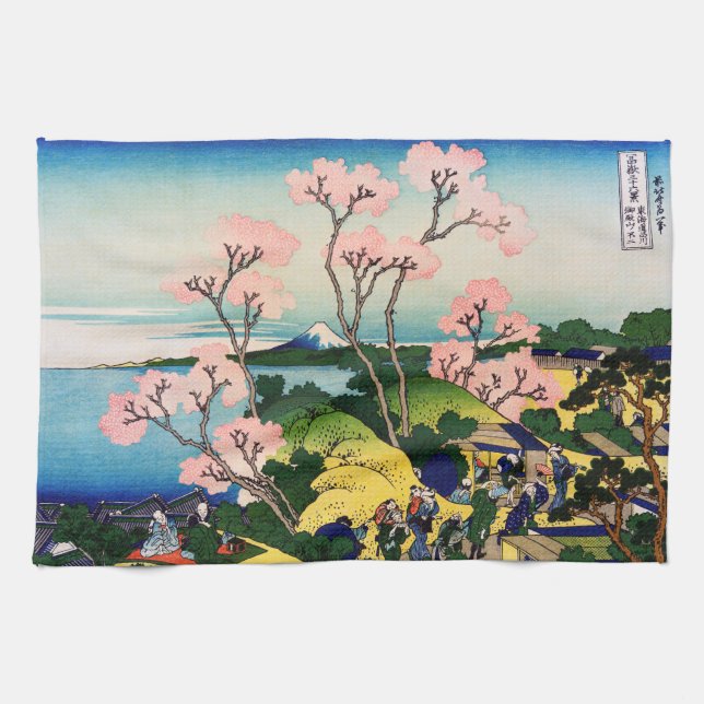 Katsushika Hokusai - Gotenyama, Tokaido, Shinagawa Geschirrtuch (Horizontal)