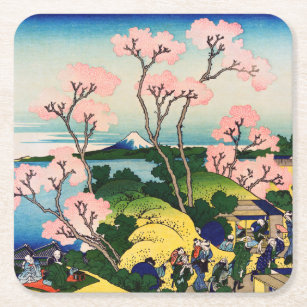 Katsushika Hokusai - Gotenyama, Tokaido, Shinagawa Rechteckiger Pappuntersetzer