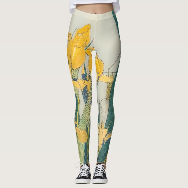 Katsushika Hokusai - Grasshopper und Iris Leggings (Vorderseite)