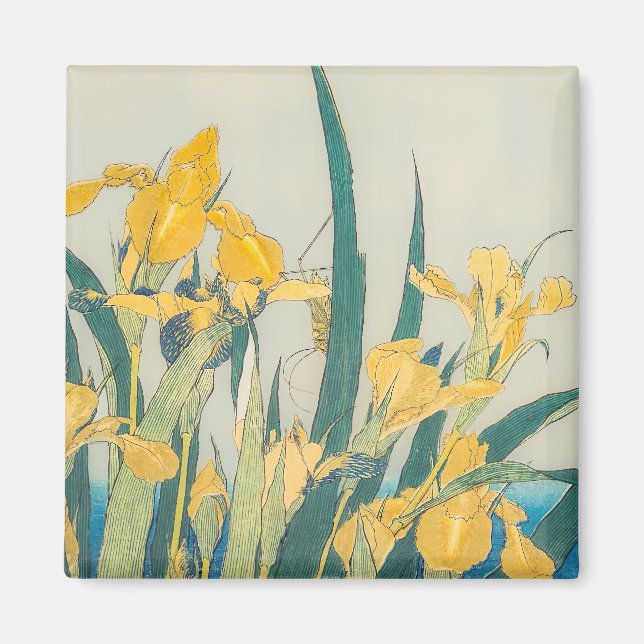 Katsushika Hokusai - Grasshopper und Iris Magnet (Vorne)