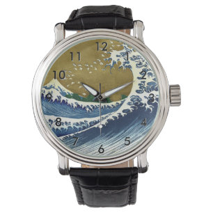 Katsushika Hokusai - Große Farbige Welle Armbanduhr