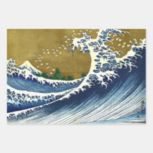 Katsushika Hokusai - Große Farbige Welle Geschenkpapier Set