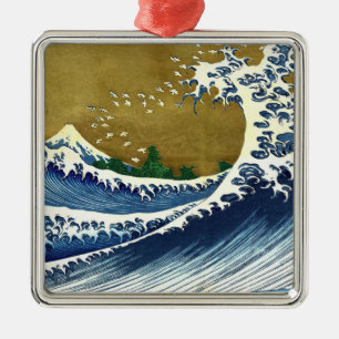 Katsushika Hokusai - Große Farbige Welle Ornament Aus Metall