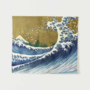 Katsushika Hokusai - Große Farbige Welle Wandteppich