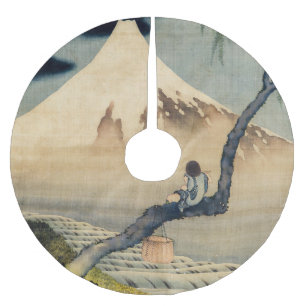 Katsushika Hokusai - Junge betrachtet den Fuji Polyester Weihnachtsbaumdecke