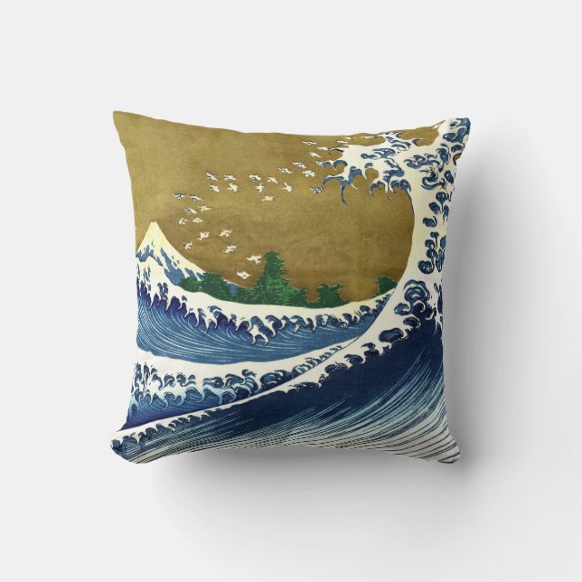 Katsushika Hokusai - Kolored Big Wave Kissen (Vorderseite)