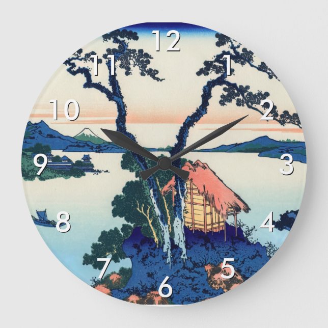 Katsushika Hokusai - Lake Suwa in Shinano province Große Wanduhr (Vorderseite)