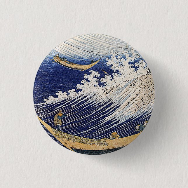 Katsushika Hokusai. Meereswellen Button (Vorderseite)