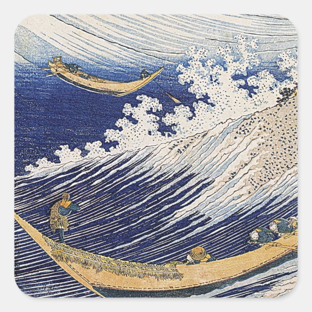 Katsushika Hokusai. Meereswellen Quadratischer Aufkleber (Vorderseite)