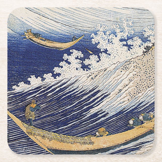 Katsushika Hokusai. Meereswellen Rechteckiger Pappuntersetzer (Vorderseite)