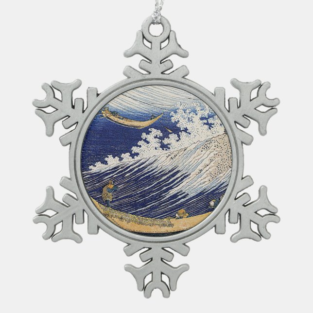 Katsushika Hokusai. Meereswellen Schneeflocken Zinn-Ornament (Vorderseite)