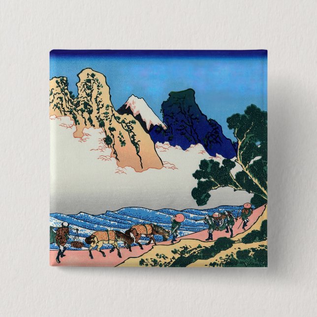 Katsushika Hokusai - Rückseite von Fuji, Fluss Min Button (Vorderseite)