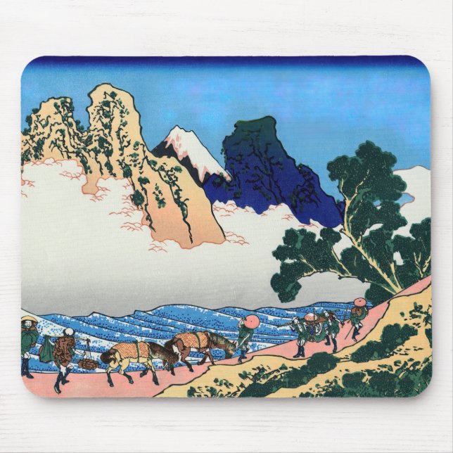 Katsushika Hokusai - Rückseite von Fuji, Fluss Min Mousepad (Vorne)