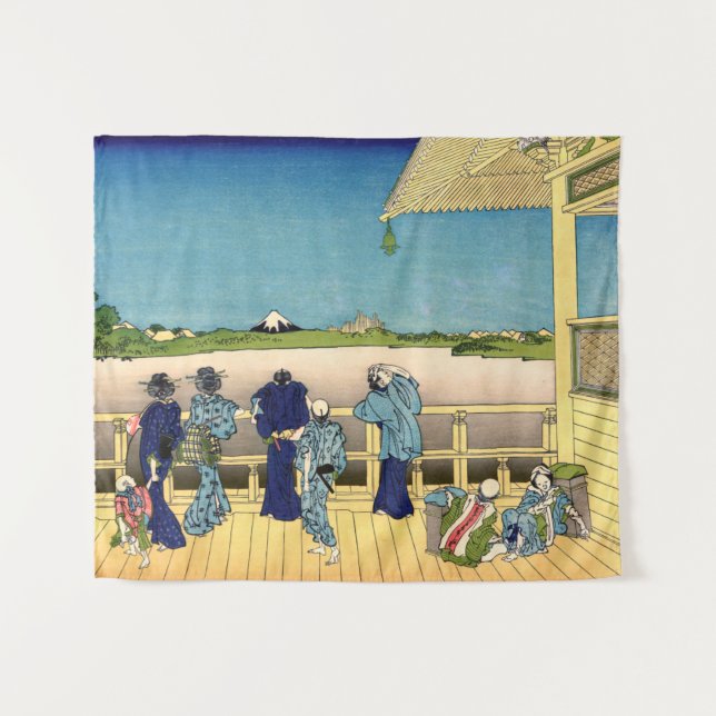 Katsushika Hokusai - Saal Sazai, Temple 500 Rakan Wandteppich (Vorderseite (Horizontal))