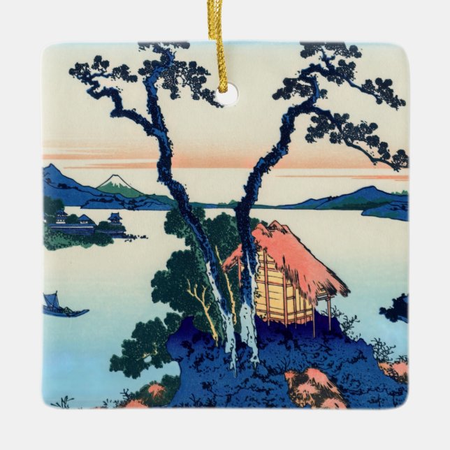 Katsushika Hokusai - Suwa-See in der Provinz Shina Keramikornament (Vorderseite)