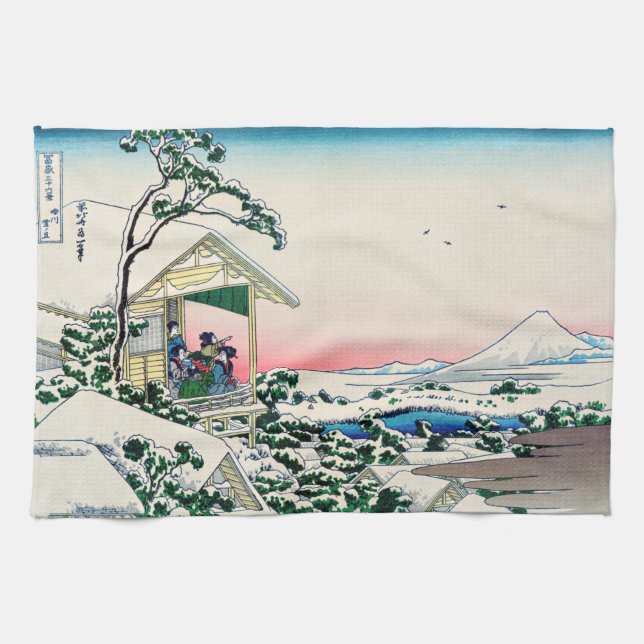 Katsushika Hokusai - Teehaus bei Koishikawa Geschirrtuch (Horizontal)